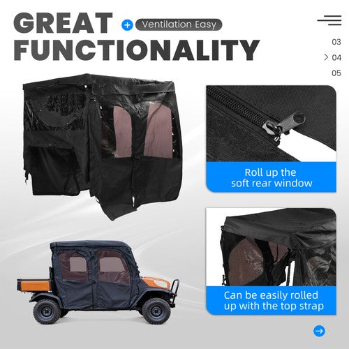 Solid Spare For Kubota RTV 2016-2023 X1140 Cab assembly Soft Door Rear Window Roof combo