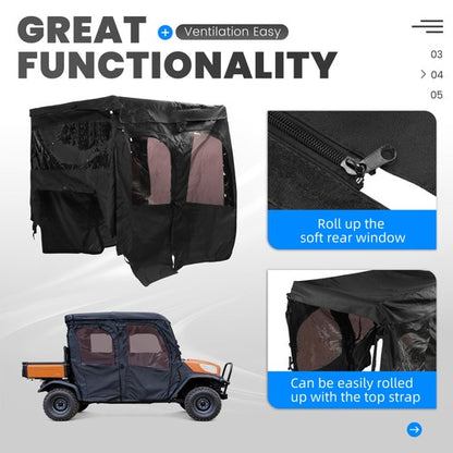 Solid Spare For Kubota RTV 2016-2023 X1140 Cab assembly Soft Door Rear Window Roof combo