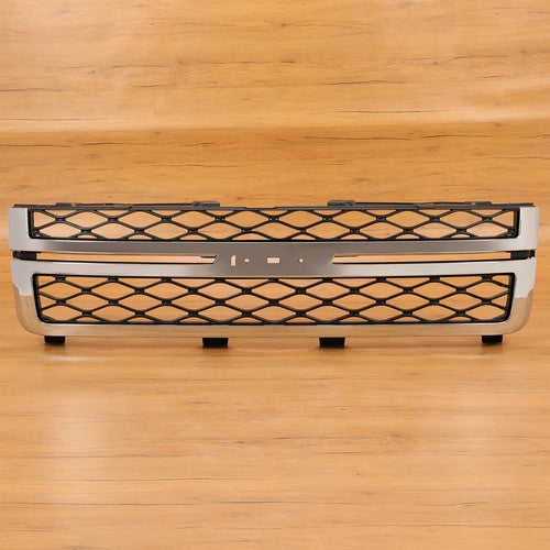 Solid Spare Grille Assembly For 2011-14 Silverado 2500 HD Silverado 3500 HD Black and Chrome