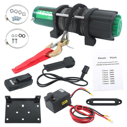 Solid Spare 4500lbs Synthetic Rope Electric Winch Waterproof IP67 with 82ft Wireless Remote