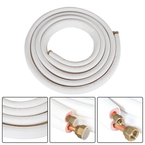 Solid Spare 16FT 1/4Inch - 1/2Inch Dia. Air Conditioning Cooling Connection Pipe Install Kit