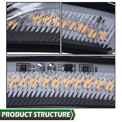 Solid Spare Smoke Lens LED Front Side Marker Lights Fit For 15-17 Chrysler 200 Left+Right