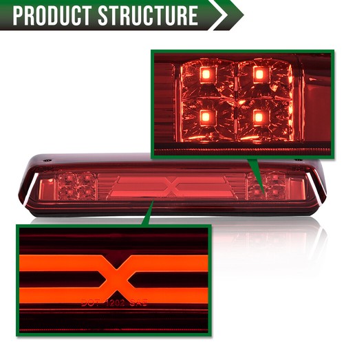 Solid Spare Fit For 04-08 Ford F-150 LED 3rd Third Brake Light Cargo Lamp Red/Chrome
