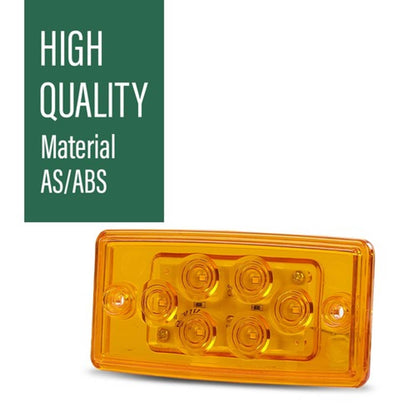 Solid Spare Rectangle Truck Roof Light with Gasket, 6 LED Waterproof Amber Cab Marker Lights