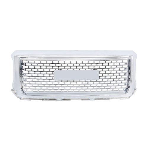 Solid Spare Compatible For GMC Sierra 1500 2014-2015 Chrome Front Bumper Center Mesh Grille