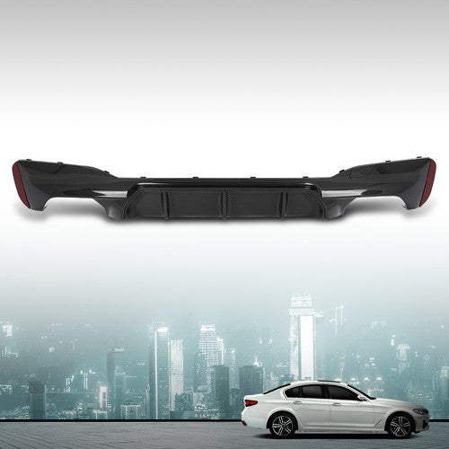 Solid Spare Fit For 2017-2023 BMW G30 5 Series W/ M Sport M5 Style Rear Diffuser Carbon Look