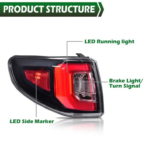 Solid Spare Fit For 2013-2016 GMC Acadia Tail Light Brake Stop Lights Rear Lamps Taillamps