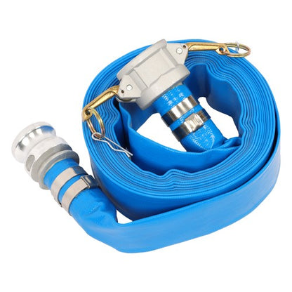 Solid Spare Irrigation Discharge Hose 1-1/2" x 25ft PVC With Aluminum Connectors For Pool