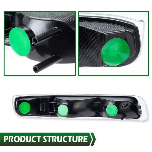 Solid Spare Pair Clear Lens Black Housing Headlights Fit For 99-02 Silverado/00-06 Suburban