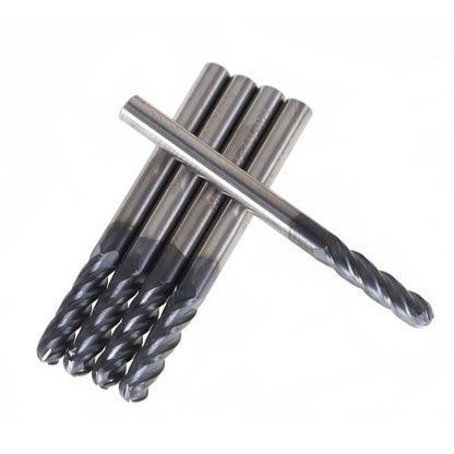 Solid Spare 5 PCS End Mill 1/8" 4 Flute 1-1/2" Overall Length Ball Nose Carbide
