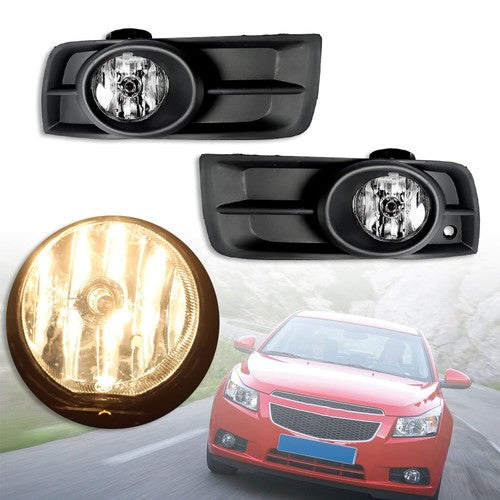 Solid Spare Halogen Fog Lights w/Wiring+Switch+Bezles For 2010-2014 Chevy Cruze LH+RH Side