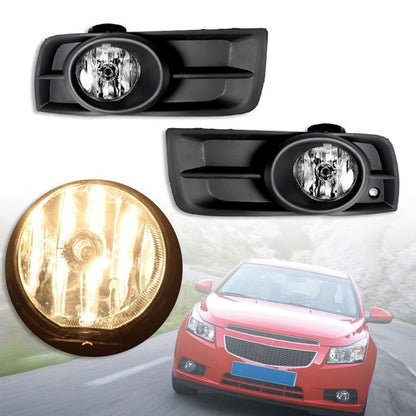 Solid Spare Halogen Fog Lights w/Wiring+Switch+Bezles For 2010-2014 Chevy Cruze LH+RH Side