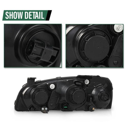 Solid Spare Fit For 2004-2006 Hyundai Elantra Clear/Black Headlights Assembly Left+Right