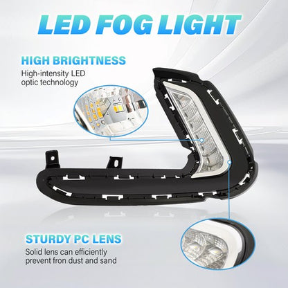 Solid Spare For 2016-2018 Hyundai Elantra 4DR Sedan LED Fog Lights Turn Signal DRL Lamps