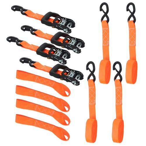 Solid Spare 4 Pack Steel Ratchet Strap Fracture Strength 5208lbs 1.6in*8ft with S Hooks