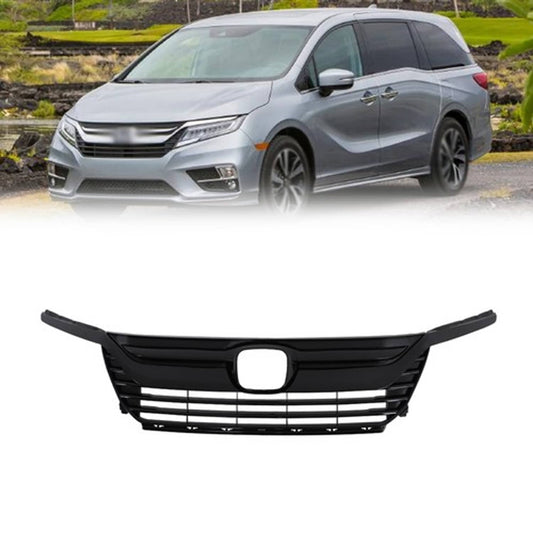 Solid Spare For Honda Odyssey 2018 2019 2020 Gloss Black Plastic Front Bumper Grille New