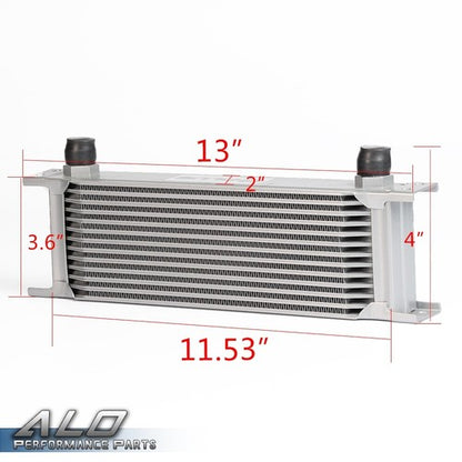 Solid Spare Universal 13 Row 10AN Coolant/Transmission/Aluminum Engine Oil Cooler Silver