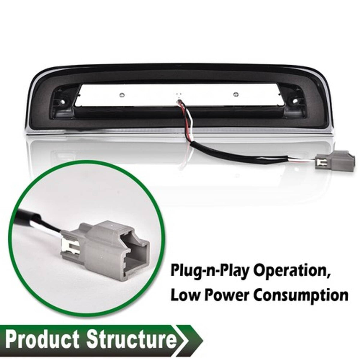 Solid Spare Fit For 14-18 Chevy Silverado GMC Sierra Clear LED Third Brake Light Cargo Lamp