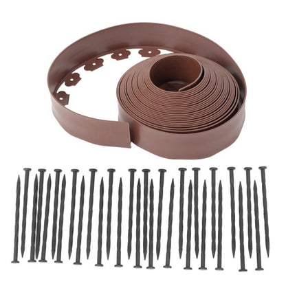 Solid Spare L-shaped Lawn Garden Edging Kit With Anchoring Spikes Plastic No Dig Lawn Border