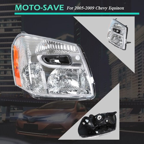 Solid Spare Headlight Fit For Chevy Equinox 2005-2009 Headlamps Passenger Side Clear Housing