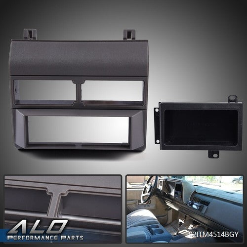 Solid Spare Fit For 88-94 Chevy GMC Trucks Pocket Radio Dash Bezel Kit Mount Trim Gray