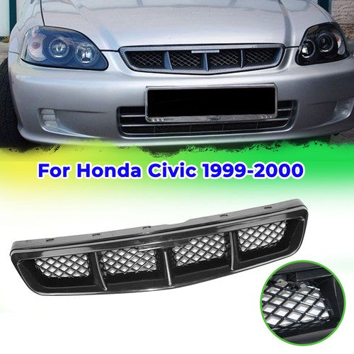For 1999-2000 HONDA CIVIC 2/3/4DR Mugen Black Front Hood Mesh Sport ABS Grille