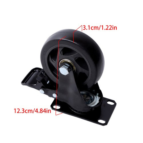 Solid Spare 4 Inch Universal Heavy Duty Swivel Caster Wheels × 4 with Brakes Black