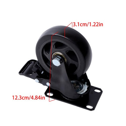 Solid Spare 4 Inch Universal Heavy Duty Swivel Caster Wheels × 4 with Brakes Black
