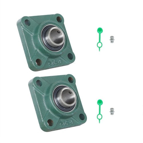 Solid Spare 2 PCS Solid Base Pillow Block Flange Mounted Bearing 1" Bore 4 Bolt UCF205-16