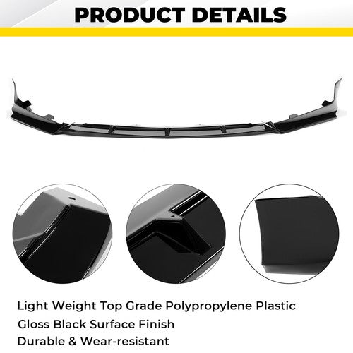 Solid Spare Front Bumper Lip Spoiler Splitter For 18-20 Honda Accord Sport Glossy Black
