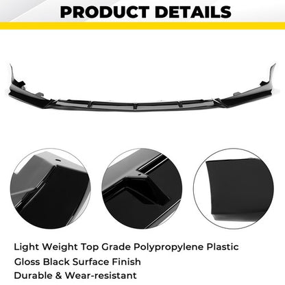Solid Spare Front Bumper Lip Spoiler Splitter For 18-20 Honda Accord Sport Glossy Black