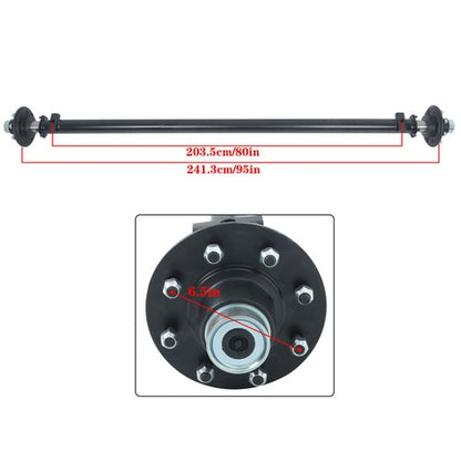 Solid Spare Trailer Axle-7000 lb Idler 8 Lug 95" Hubface 80" Spring Center/8 × 6.5 Bolt