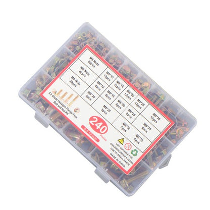 Solid Spare M5, M6, M8 Flanged Bolts And Nuts 240 Pieces Alloy Steel Combination Kit