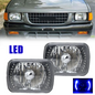 For 1984-1995 Isuzu Pickup PAIR 5x7" 7x6" inch LED Blue Headlights Lens Clear