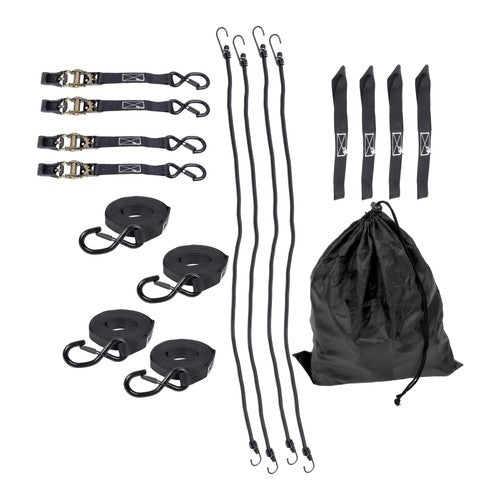 Solid Spare 4 Pack Steel Ratchet Strap Black Fracture Strength 2200lbs 1in*15ft S Hooks