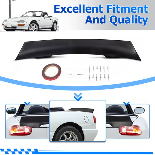 Solid Spare NEW Matte Black Duckbill Style Rear Trunk Lip Wing Spoiler FOR 90-97 Mazda Miata