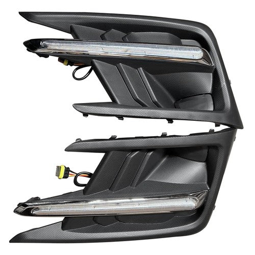 Pair Fog Light Covers W/LED White DRL+Yellow Turn Signal For 19-22 Subaru Ascent