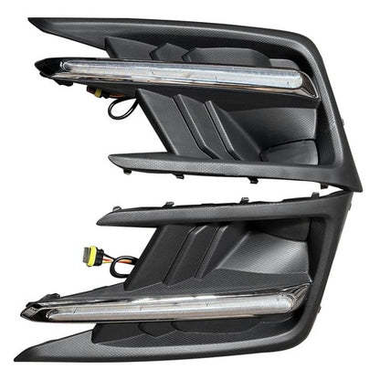 Pair Fog Light Covers W/LED White DRL+Yellow Turn Signal For 19-22 Subaru Ascent