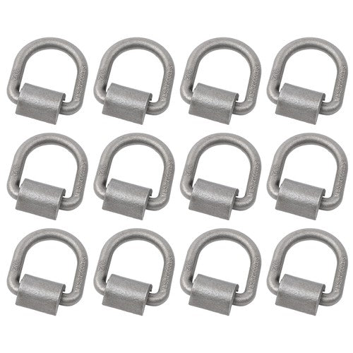Solid Spare 12 Pack 1/2" Weld On Forged D Ring with Welding Clip 12,000lbs Fracture Strength