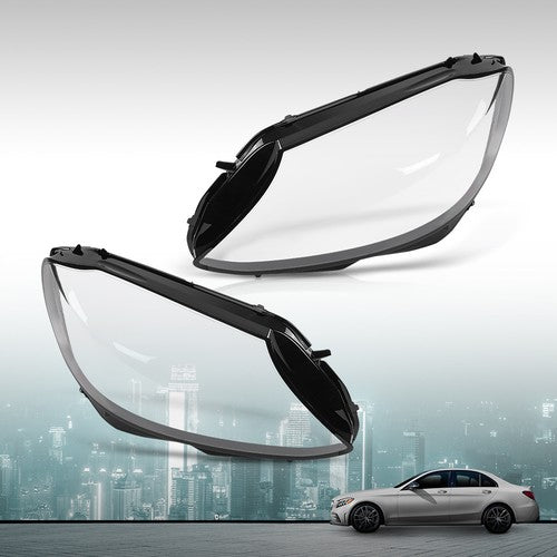 Solid Spare Fit For 19-20 Mercedes-Benz C-Class W205 Headlight Replacement Lens Left & Right