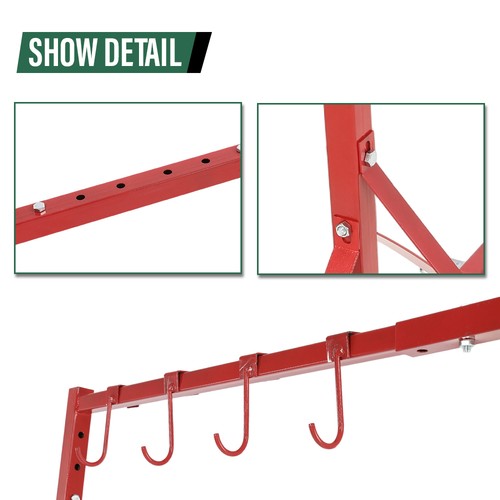 Solid Spare 5-7ft Red Painting Rack Adjustable Paint Hanger 8 Hooks Auto Body Painting Stand
