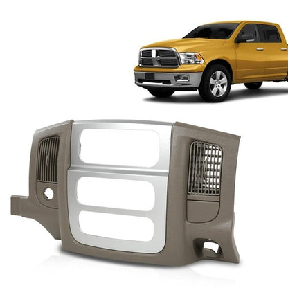 Solid Spare Fit For 2002-2005 Dodge Ram Beige Dash Bezel Silver Radio Surround Vents Trim