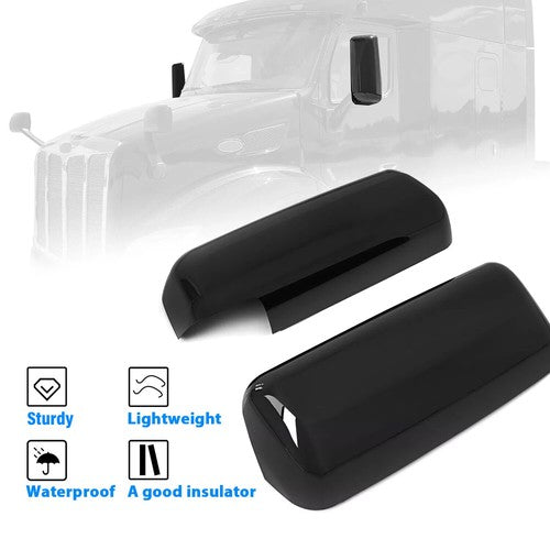 Solid Spare For Peterbilt 579 Black Driver & Passenger Side Replacement Door Mirror Covers