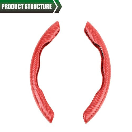 Solid Spare 2x Carbon Fiber Look Car Steering Wheel Booster Cover Non-Slip Accessories Red