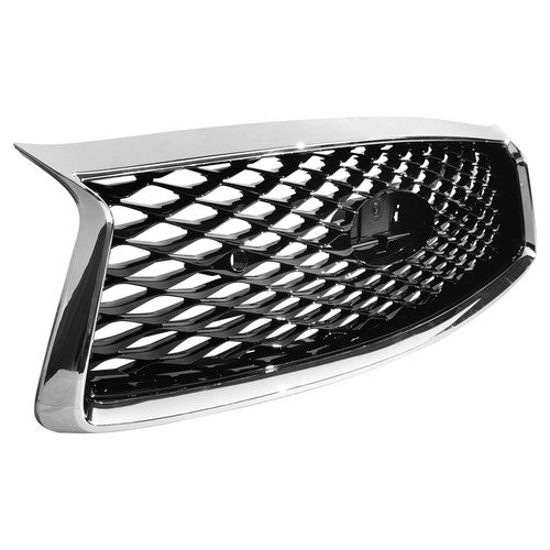 For 2018-2023 Infiniti Q50 Chrome Bezel Front Bumper Black Grille W/sensor holes