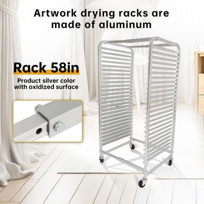 Solid Spare Drying Rack Screen Printing with Brake Wheels Adjustable Aluminum