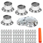 Solid Spare Semi Truck Rear & Front Chrome Wheel Axle Cover Hub Cap 33mm Lug Nuts Thread-On