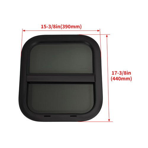 Solid Spare Vertical Slider 14"x16" Aluminum RV Window w/ Trim Ring Tempered Glass Camper