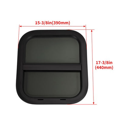Solid Spare Vertical Slider 14"x16" Aluminum RV Window w/ Trim Ring Tempered Glass Camper