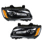Solid Spare Pair Headlights Headlamps Halogen Black Clear Lens For Chrysler 300 2011-2014